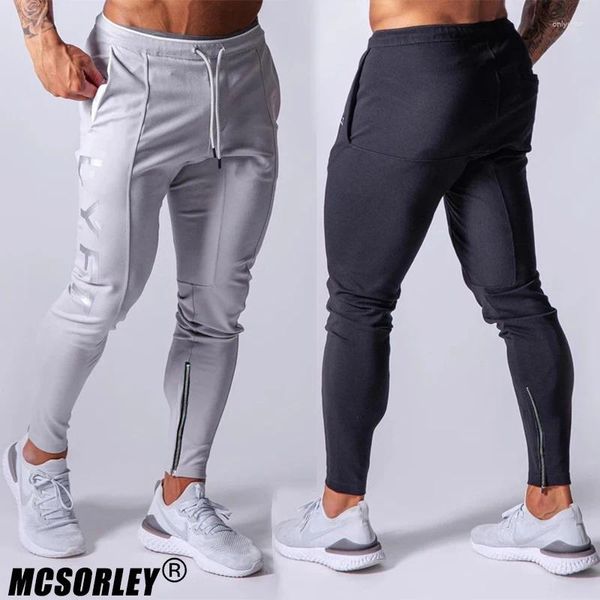 Calça masculina McSorley Brand Spring Slim Fit Rankgers diminuiu as calças de moletom da zíper, correndo de calças casuais skinny atléticas
