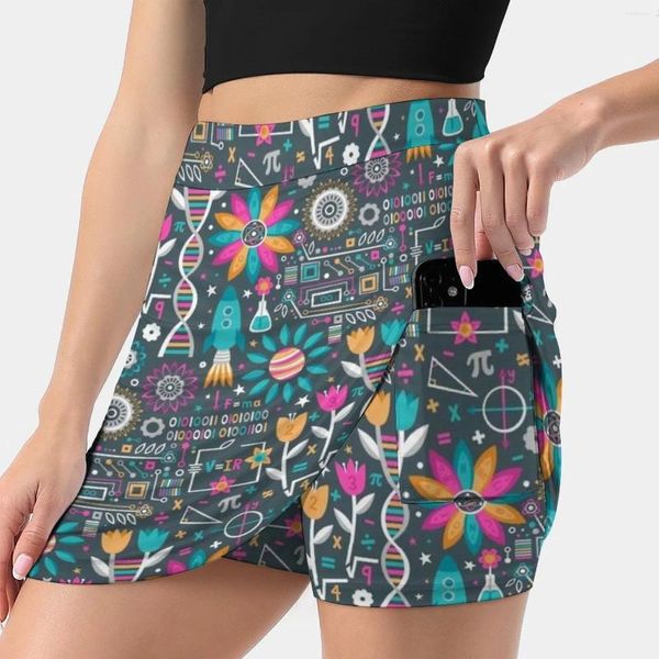 Gonne fiori e steli gonna femminile y2k abiti estivi 2024 pantalone in stile kpop con stelo floreale floreale tascabile nerd geek matematica