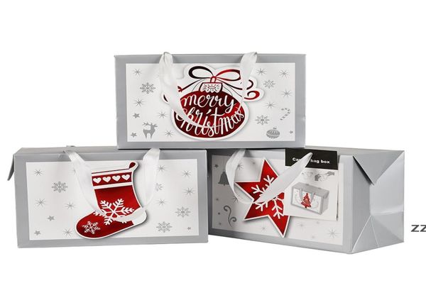 Подарочная упаковка портативная рождественская сумка снежинка Рождество белая карта бумага с тепловой пленкой красивая твердая кошка