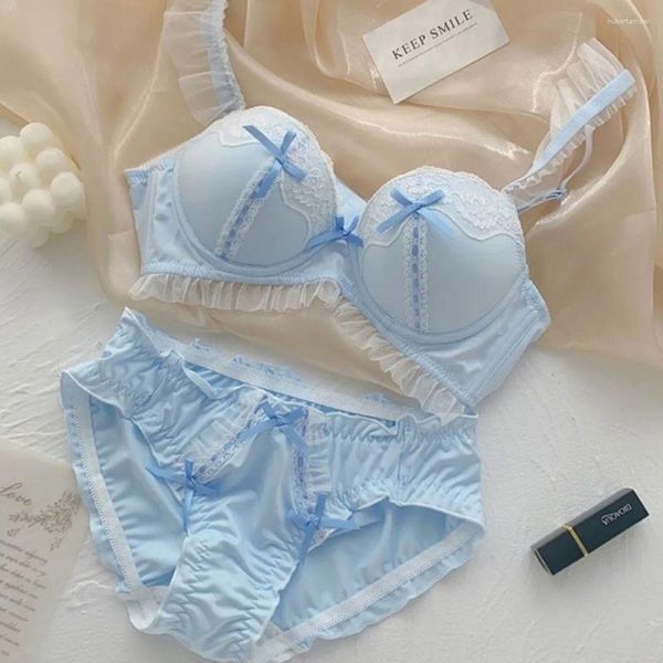 Reggiseni set di reggiseno color caramella per ragazza senza anello d'acciaio piccolo torace raccoglie la biancheria intima carina e puro desiderio