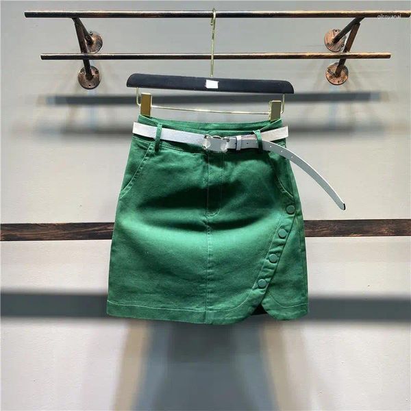 Gonne estate verde split verde split in denim corta sacca di moda in vita alta da donna da donna Hip One-Step