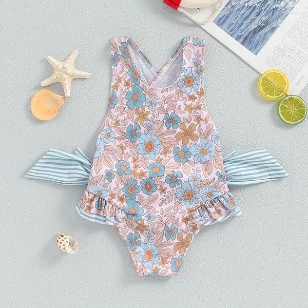 Swimwear femminile da bagno 1-6t Preschool per bambini Swimsuit Floral Stampa senza manico