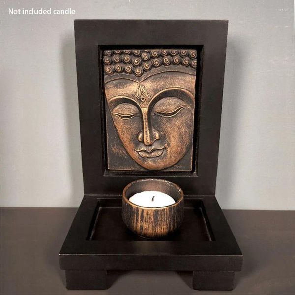 Kerzenhalter Buddha Halter Schlafzimmer für Tisch Skulptur Home Dekoration Accessoires Büro Harz Gesicht Frieden eine Liebe