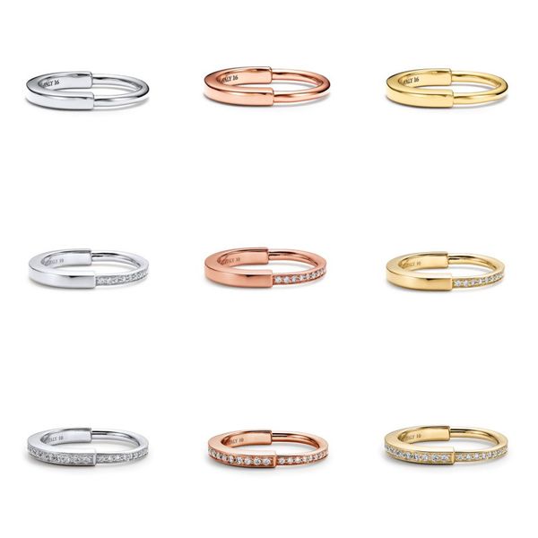 U-förmiger Schnallen Designer Ring mit Diamantring für Frauen Lock Gold Farbe