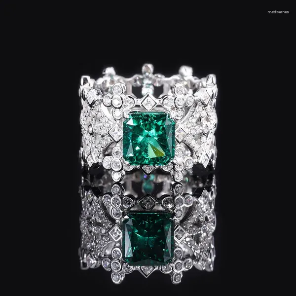 Ringos de cluster 2024 S925 Tiktok de prata de comprimento completo vendendo alto carbono diamante cortado anel oco dono feminino