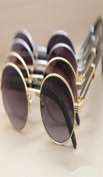 4 цвета Полнолочный майский круг высокого качества солнцезащитные очки Pure Natural Black Buffalo Leg 7550178 Солнцезащитные очки Retro Fashion Sunglass1232523