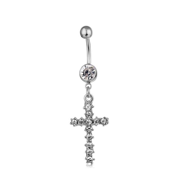 D0192 1 Cross Style Renk 01801 Göbek Düğmesi Göbek Halkaları Açık Taşlı Göbek Gövdeli Gövde Piercing Mücevher2551201