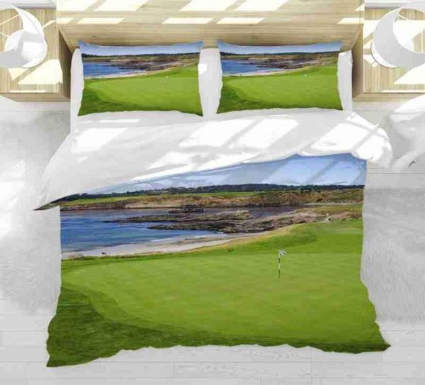 Coperchio piumino da letto set da 3 pezzi Set 9th Hole a Pebble Beach Golf Links a Monterey Home Luxury Soft Duvet Rapter Cover Twin2843063345