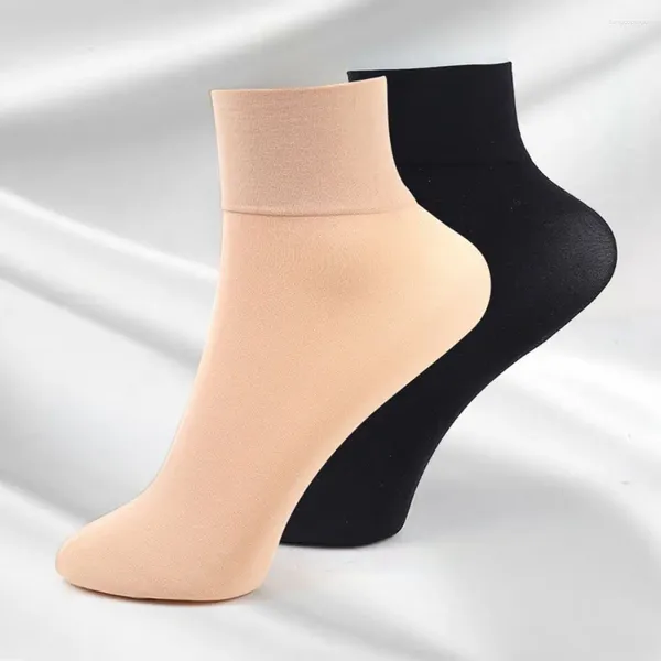 Mulheres meias 5Pair outono inverno quente nylon feminino meninas cor sólida boca largo tornozelo de seda grossa para homens meias curtas