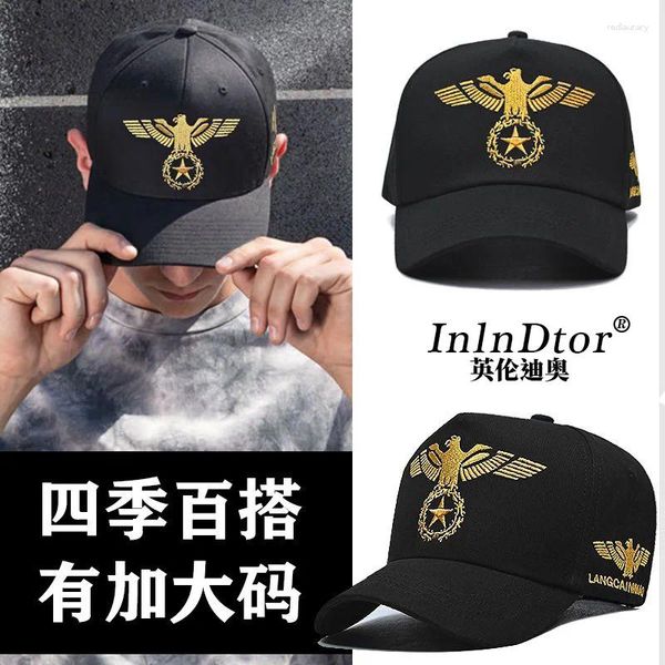 Caps de bola inlndtor Bordery High Top Europeu e Americano Estilo Amigo Brod Baseball Cap casual Big Head Circonference Men's