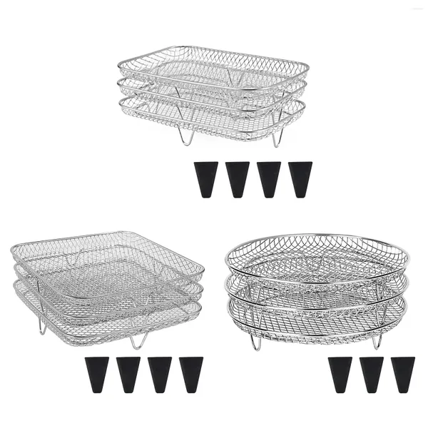 Doppelkessel 3-layer-Ofen-Backhalter Edelstahl Stapelstapelstapel Kochständer Anti-Rust mit Silikon Fußpolsterküche
