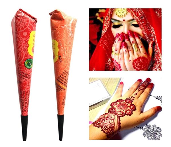 Drop Ship Henna Paste Временная татуировка водонепроницаемой краски для тела Hena Art Crie Cone для трафарета Mehndi Body Art TSLM21602259