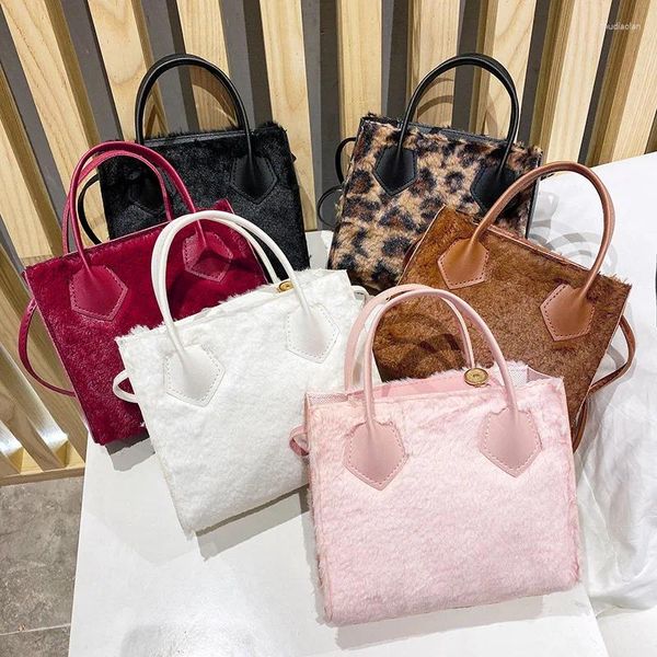 Bolsas de ombro Bolsas Mulheres Bolsa de inverno para 2024 bolsa de moedas Bolsa pequena bolsa de leopardo Velvet Warm Lady