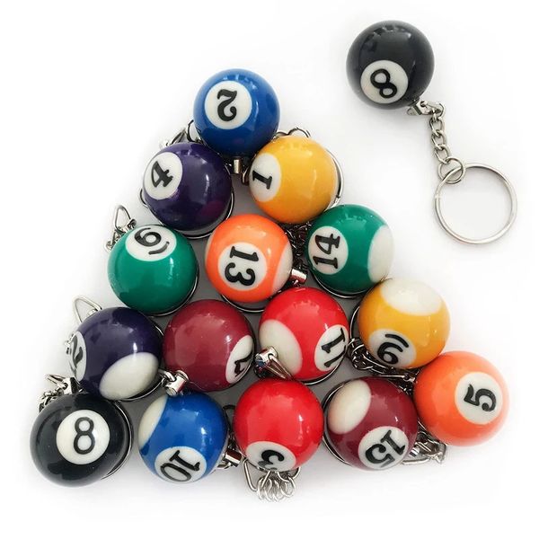 Colorido Billiard Ball Keychain Conjunto 32 PCSMini Magic Key Chain Balls Oitoball Billar Billiards Acessórios 240430