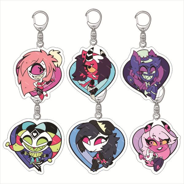 12Colors Hazbin Hotel Acryl Keychain süße Anime -Filme Spiele Keychain Keyring Sammeln Sie Cartoon Accessoires Accessoires