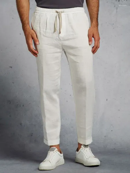 Calças de calças masculinas para todas as estações de pernas retas: Design de fácil assistência durável com bolsos e laço