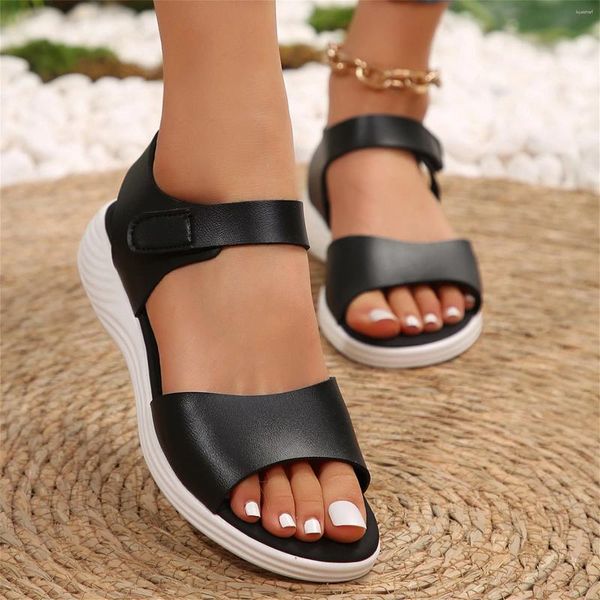 Sandalen niedriger Keil für Frauen geschlossener Ze Damen lässige Paste flache römische Schuhe Sommer Mode Streben
