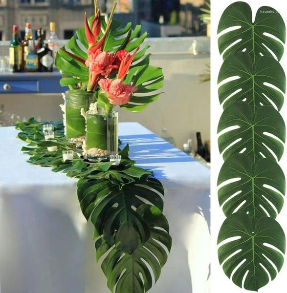 Dekorative Blumen 12pcs Palmblätter Dschungelpartydekorationen für hawaiianische Themenzubehör Babyparty Hochzeit Geburtstag