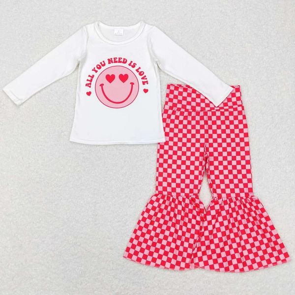 Valentinstag Baby -Mädchen Kleidung alles, was Sie brauchen, ist Love Boutique Kinder Designer Mädchen Glockenboden Outfits Großhandel Großhandel 240426