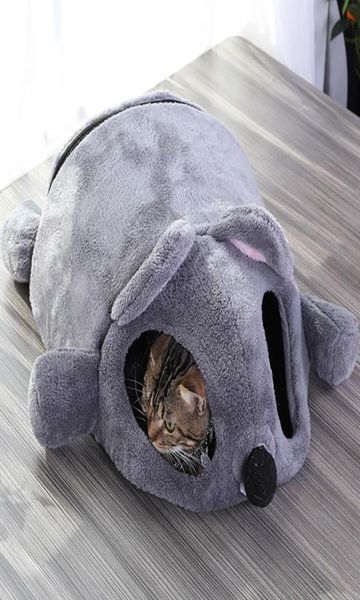 Sevimli Kedi Yumuşak Mağara Yatağı Komik Fareler Şekil Kedi Evi ile İki Oyun Oyuncak Oyuncakları Sıcak Yuva Evcil Kedileri Uyuyan Mat LJ2012254208838