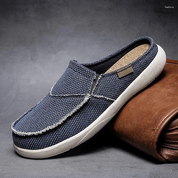 Slippers Casual Slip On Mens Shoes Outdoor Walkor Confortável Trendência coreana Baotou Half Drag Slides Zapatillas