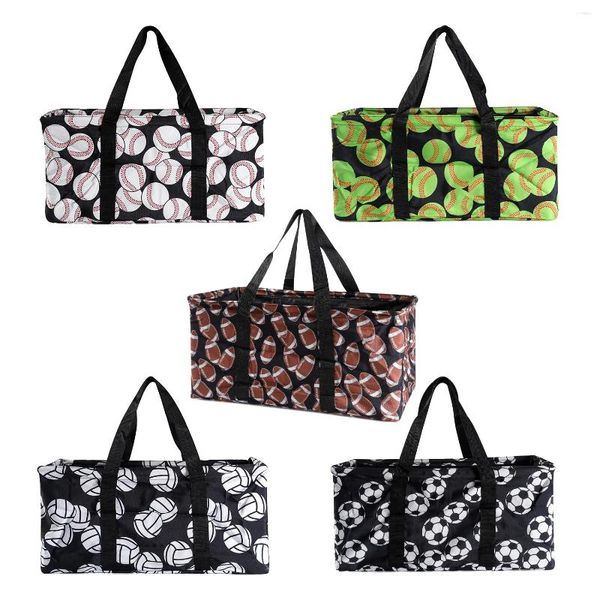 Duffel Bags Fashion Ball Print Canvas Duffle Mulheres Padrão de Futebol Fim de semana Bolsa de bagagem feminina de grande capacidade de beisebol durante a noite