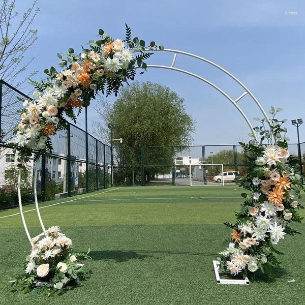 Decorazione per feste per matrimoni all'aperto Iron Iron Arco doppi archi geometrici Stand fiore artificiale Decoro da fondo da fondo