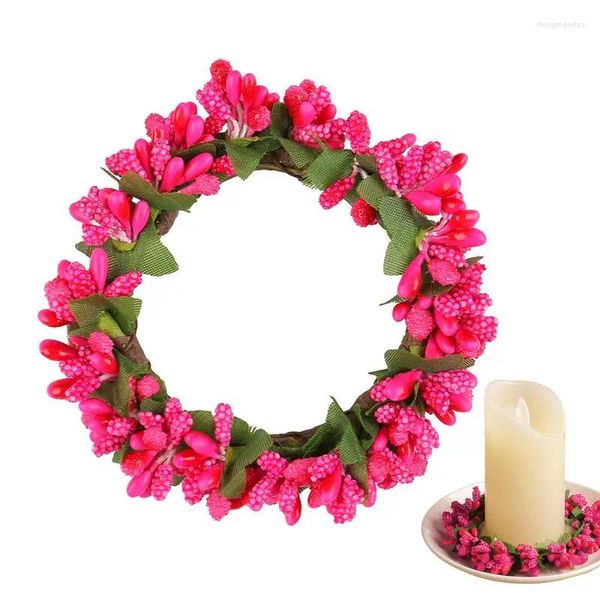 Flores decorativas de eucalipto artificial eucalipto anel de vela grinalda anéis multifuncionais grinaldas rústicas country tem tema decoração guirlanda