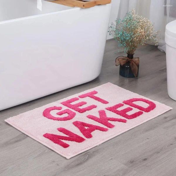 Tapetes de banho de microfibra de tapetes para banheiro rosa não deslizam tapetes Obtém banho de chuveiro nu macio da banheira quadrada lavável