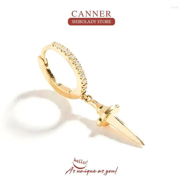 Серьги с серьгами canner 1pc Dagger diamond Silver 925 Серьга для женщин хрящ с пенсионтом Huggie Свадебная вечеринка 18K Gold 2024 Trend