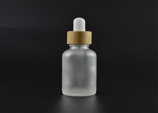Bottiglia di contagocce in vetro ad olio essenziale con bottiglia di siero di bambù di bambù in bambù Amber blu verde glassata Clear 10ml 15ml 20 30ml 50ml 21 G25762055