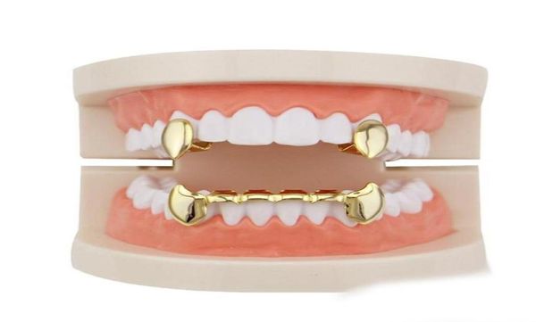 Hip Hop Smooth Grillz Grill odontoiatria placcata vera oro vera griglie da vampiro tigre Rapper gioielli per il corpo a quattro colori oro rosa d'argento dorato 2321106