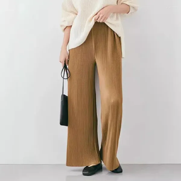 Pantaloni da donna estate elastica alta vita alta pantaloni sciolti casual lunghi solidi coreani eleganti gamba larga 2024 moda