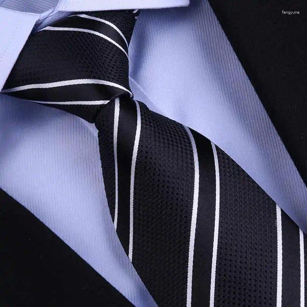 Papite papite di alta qualità in seta accessori per camicia da uomo per banchetti aziendali Professional Black Blue Stripes 8cm Real Neutie