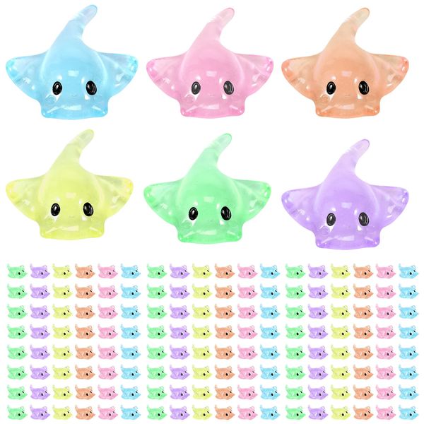 120pcs Farben Stingrays Figuren Fischtankdekoration transparentes Harz Realistische süße Mini -Stachelstrahl tragbare winzige Miniatur 240429