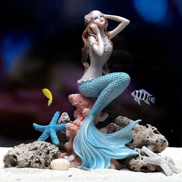 Tank di pesce piccoli ornamenti sirena statua principessa decorazione dell'acquario 240429