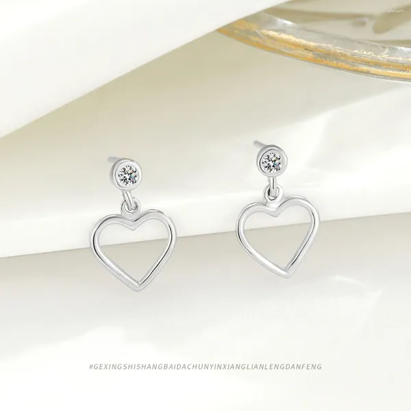 Brincos de garanhão S925 STERLING SLATER PERDENLING Diamond Heart for Women Jóias elegantes únicas