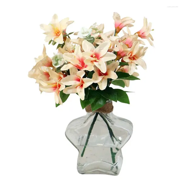 Fiori decorativi 10 pezzi Artificial Lily Flower Materiale per bouquet fai -da -te pacco decorazione da giardino in vaso adatto ai genitori