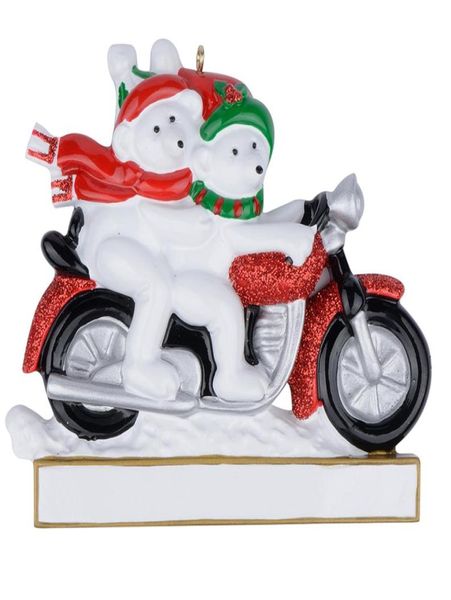 Maxora Motorradpolar Bär Polyresin Hochglänzende Handgemälde hängende personalisierte Geschenke Paar Weihnachten ornamente können nam4914035 schreiben