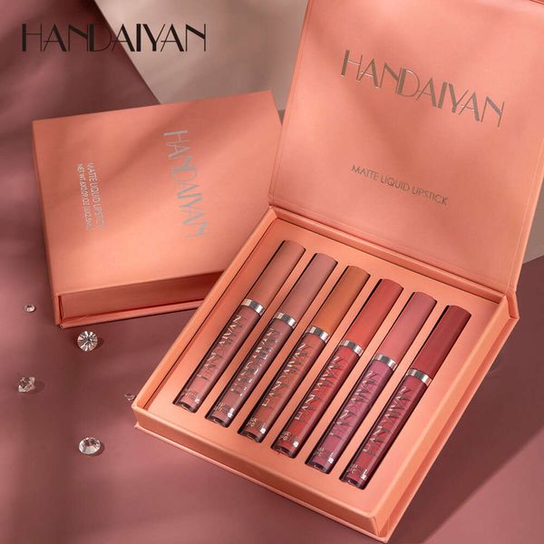 Designer Handaiyan Han Daiyan Schönheit wasserdichte Nicht-Stick-Tasse Lippenstift Set Matt 6-teilige Lippenfarbe Lipglasur Geschenkbox