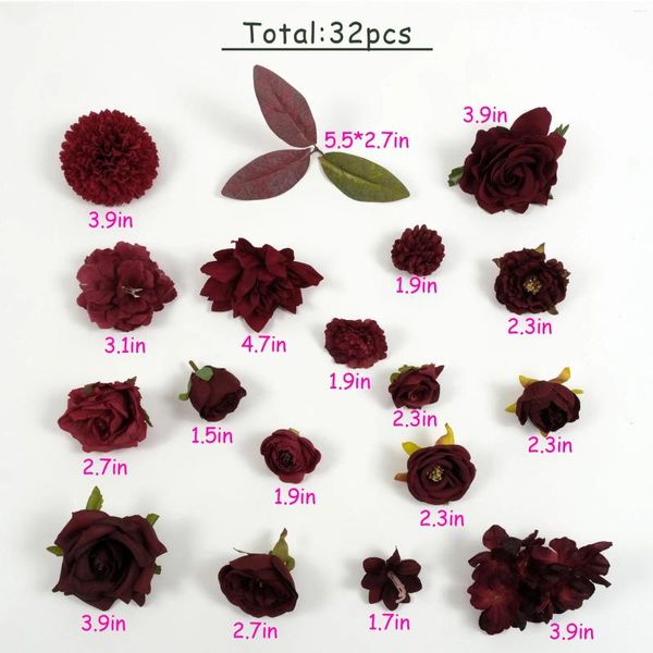 Flores decorativas 32pcs