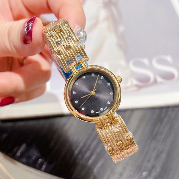 Elbise Lady Watch Diamond Luxury Womens Saatler Gül Altın Şerit Altın 3 Renk Marka Tasarımcısı Moda Paslanmaz Çelik Band Kadınlar İçin Doğum Günü Hediyeleri