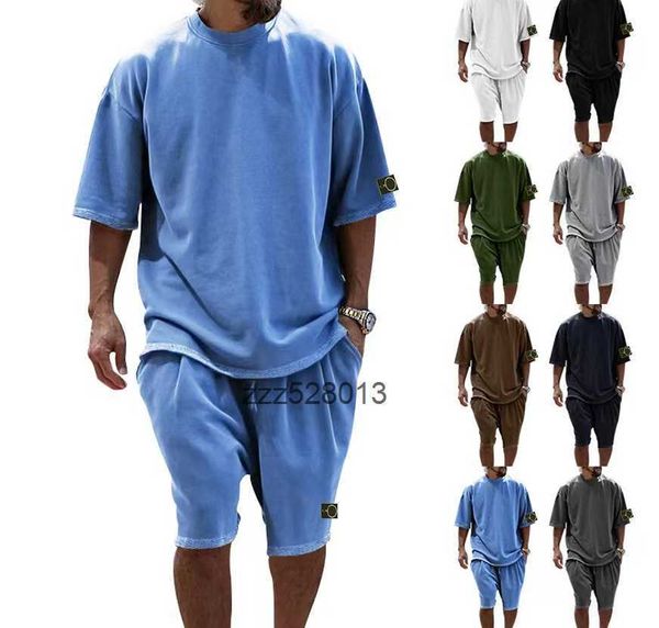 Tasarımcı Trailtsuit Erkek Trailsuits Stones gömlek şortu iki parçalı cadde set şort takım elbise sokak kıyafeti sweatshirts spor takım elbise erkek şort