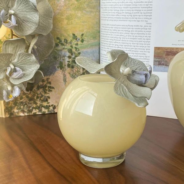 Vasi Vasi di vetro medievale Milk Jade Flower artistico retrò francese