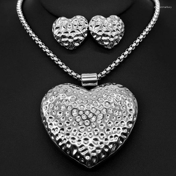 Orecchini di collana impostati Amumiu a forma di cuore Collane girocollo da tennis da sposa da sposa JS082