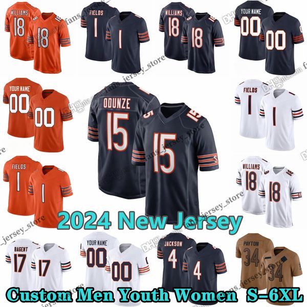 18calebwilliams Jersey 2024 Драфт №1 Custom DIY футбол 15RomeOdunze 1justinfields Moore Khalilherbert T.J.Edwards Brianurlacher Gregstroman Jr.