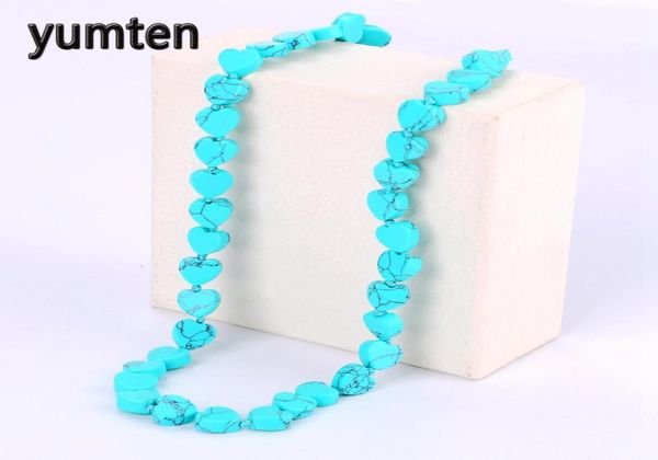 Yumten Turquoise Colar Power Stone Natural Crystal Women Jóias Homens Jade Teen Wolf Soy Sombras Prata Árvore da Vida1427331