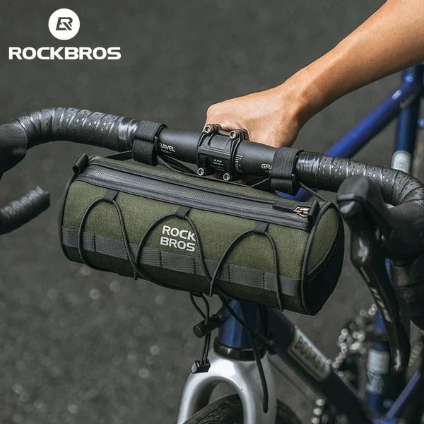 Bolsa de bicicleta Rockbros Panier portátil do guidão portátil 2L Big Capacidade Bolsa de ombro multifuncional reflete o tubo de bicicleta 240429