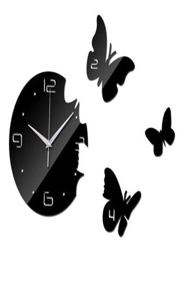 Kreatives Wohnzimmer Schmetterling Wanduhr Acryluhr Wandaufkleber Schlafzimmer Spiegel Wanduhr Acryluhren8019445