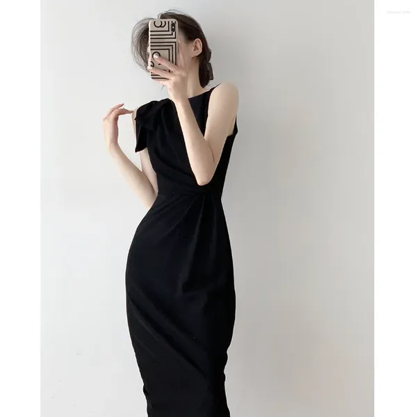 Abiti per feste Yini Black Black Sleeveless Dress Summer Domenne Lusso francese Sensazione di piccola folla Sister Royal Sister Temperament Temperament Long